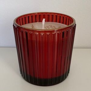 Mulled Wine Candle In Red Ribbed Glass Candle Holder